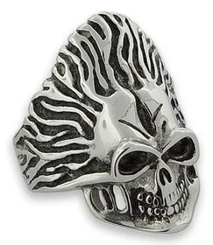 Stainless Steel Biker Electrified Skull Ring