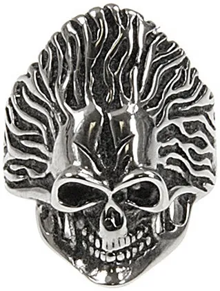 Stainless Steel Biker Electrified Skull Ring