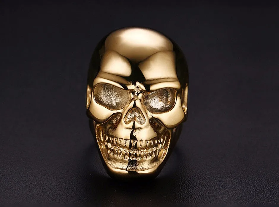 Stainless Steel Black and Gold Skull Rings