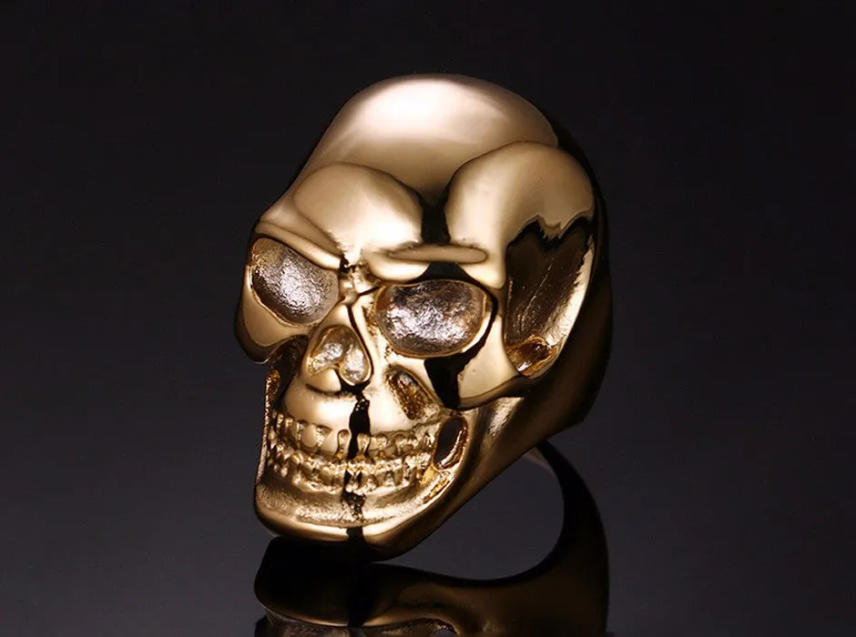 Stainless Steel Black and Gold Skull Rings