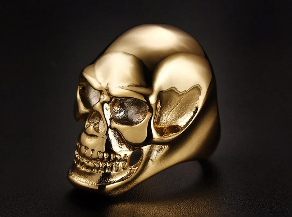 Stainless Steel Black and Gold Skull Rings
