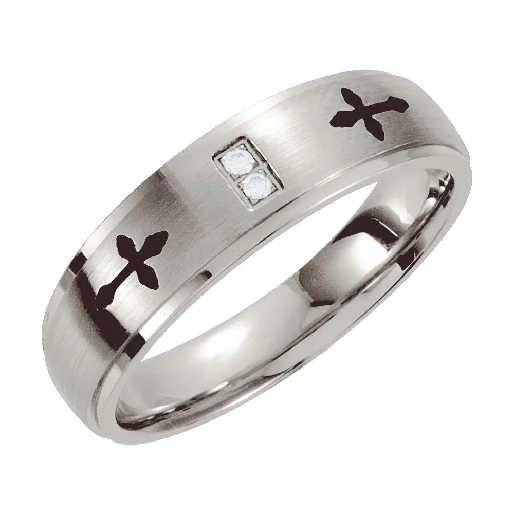 Stainless Steel Black Laser Band, Size 8.5