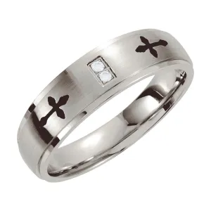 Stainless Steel Black Laser Band, Size 8.5