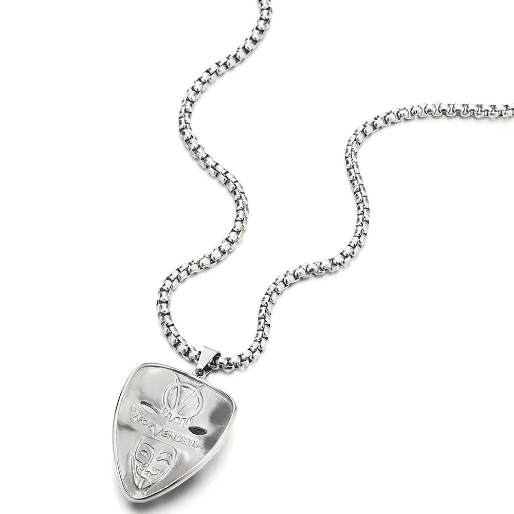 Stainless Steel Clown Mask Pendant Necklace for Men Women with 30 inches Wheat Chain