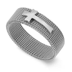 Stainless Steel Cross 8MM Mesh Ring