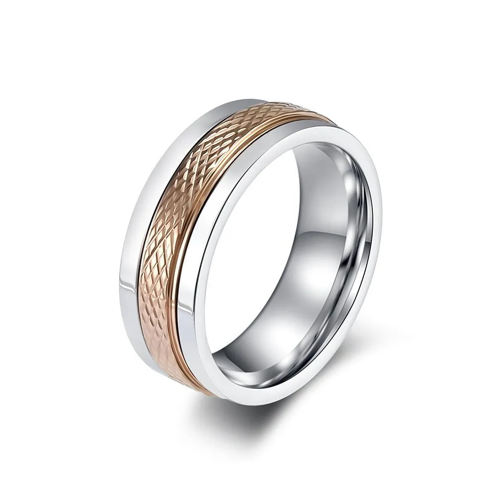 Stainless Steel Diamond Cross Ring Sleek and Rotating Design