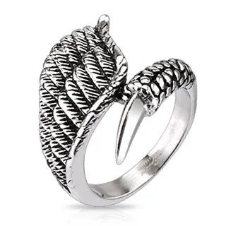 Stainless Steel Eagle Wing with Claw closure cast ring