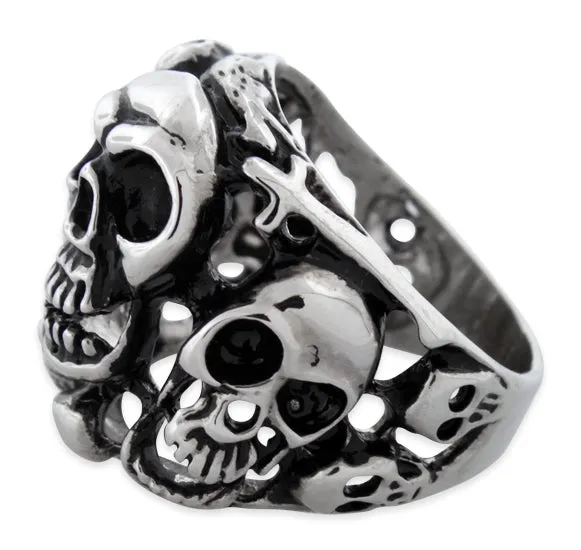 Stainless Steel Exotic Skulls Ring
