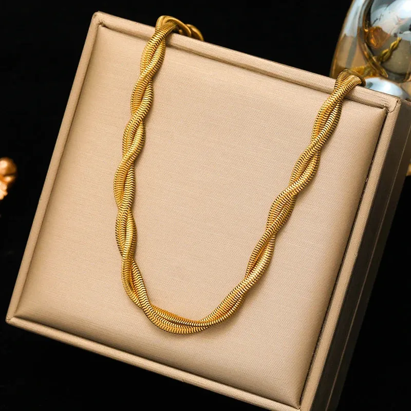 Stainless Steel Gold Color Thick Link Chain Necklace