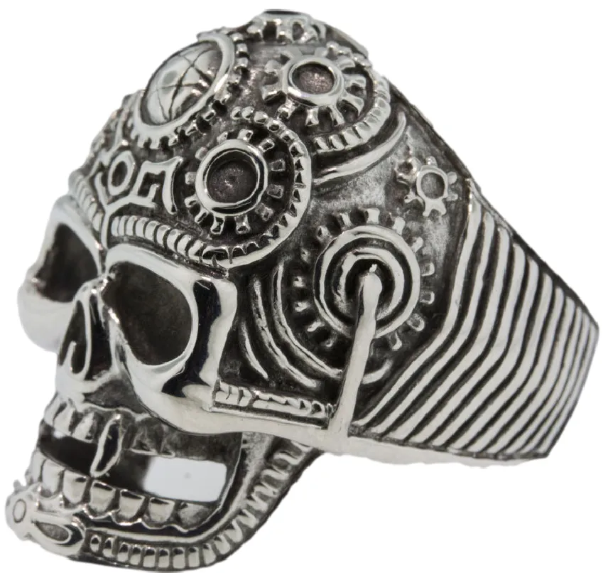 Stainless Steel Mechanical / Pentagram Skull Ring (176)