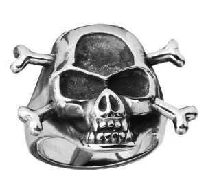 Stainless Steel Skull Ring with Crossed Bones (#166)