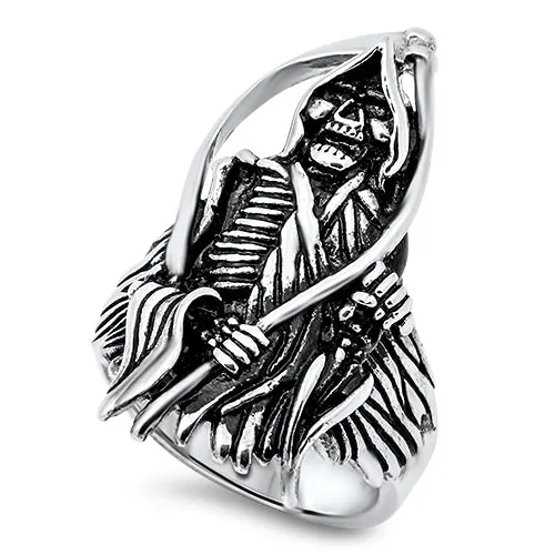 Stainless Steel The Reaper Skull Ring