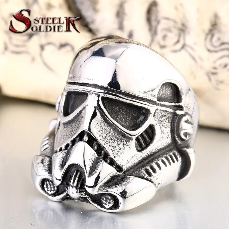 steel soldier new design stormtrooper men personality ring movie style star wars fashion stainless steel jewelry