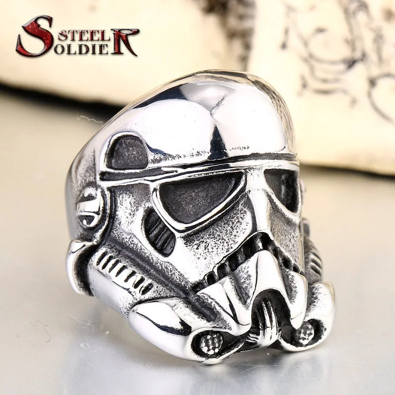 steel soldier new design stormtrooper men personality ring movie style star wars fashion stainless steel jewelry