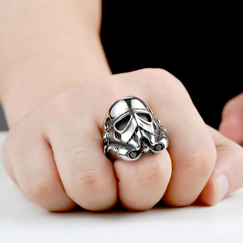 steel soldier new design stormtrooper men personality ring movie style star wars fashion stainless steel jewelry