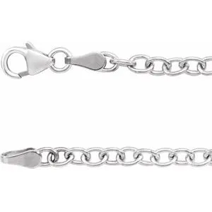 Sterling Silver 3.25 mm Oval Cable 24" Chain with Lobster Clasp