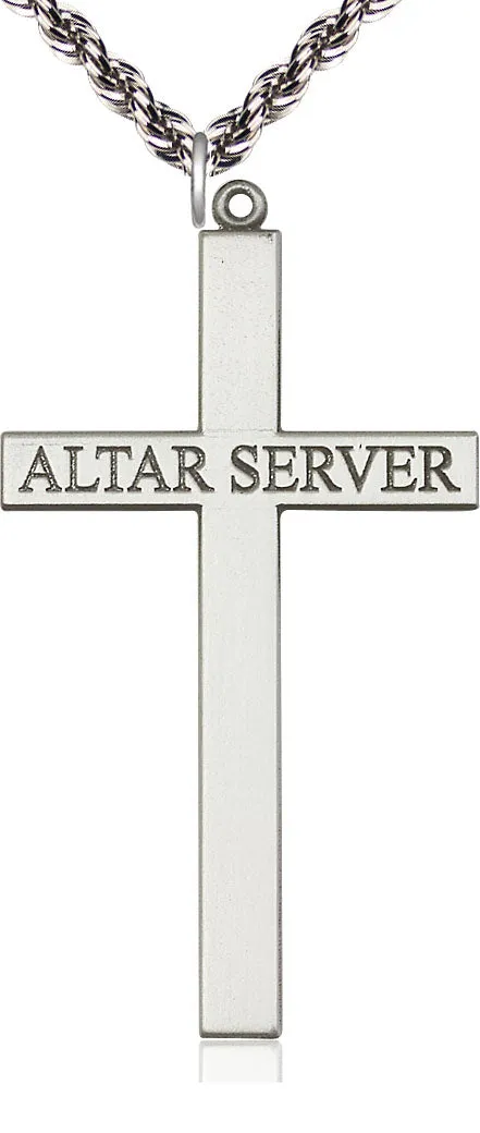 Sterling Silver Alter Server Cross Pendant on a Sterling Silver Chain