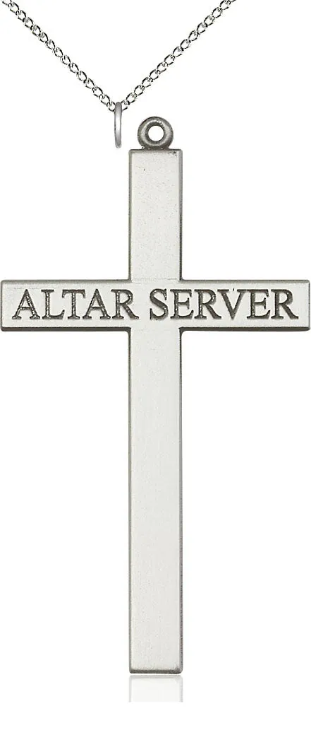 Sterling Silver Alter Server Cross Pendant on a Sterling Silver Chain