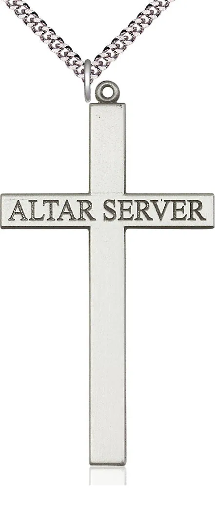 Sterling Silver Alter Server Cross Pendant on a Sterling Silver Chain