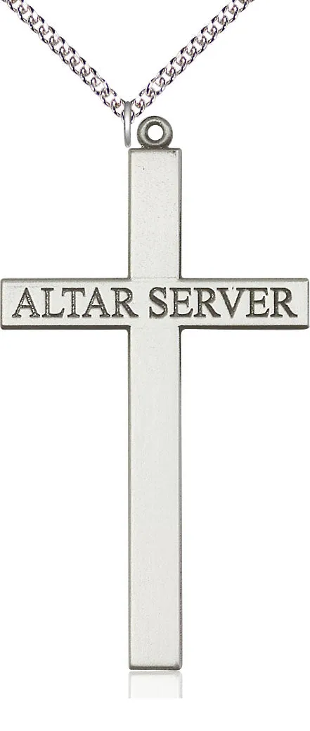Sterling Silver Alter Server Cross Pendant on a Sterling Silver Chain