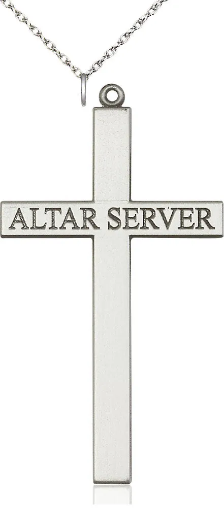 Sterling Silver Alter Server Cross Pendant on a Sterling Silver Chain