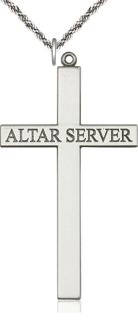 Sterling Silver Alter Server Cross Pendant on a Sterling Silver Chain