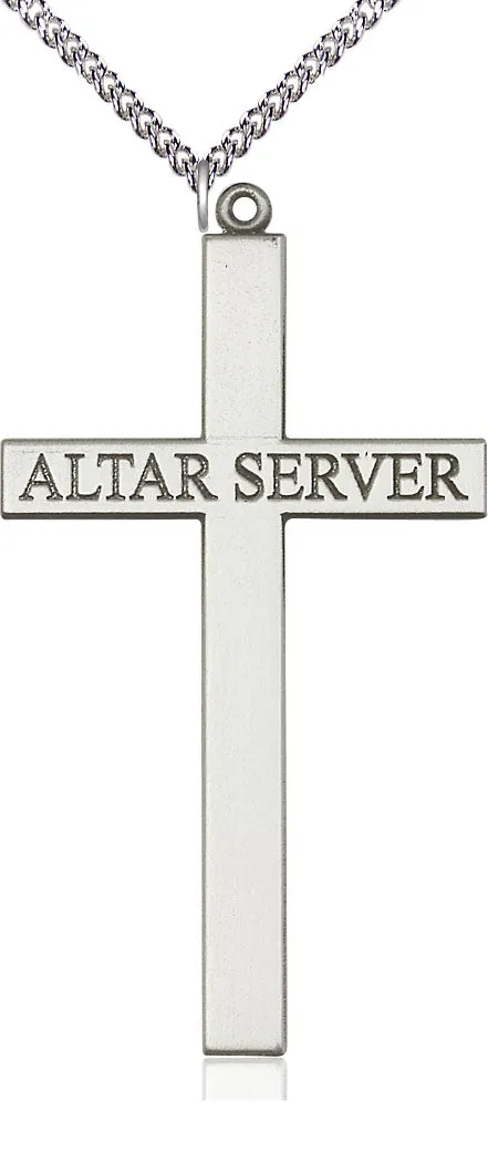 Sterling Silver Alter Server Cross Pendant on a Sterling Silver Chain