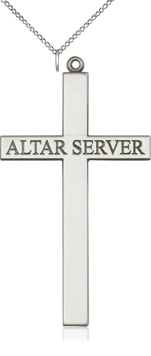 Sterling Silver Alter Server Cross Pendant on a Sterling Silver Chain