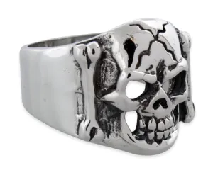 Sterling Silver Angry Skull Biker Ring