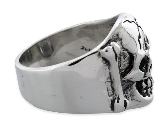 Sterling Silver Angry Skull Biker Ring