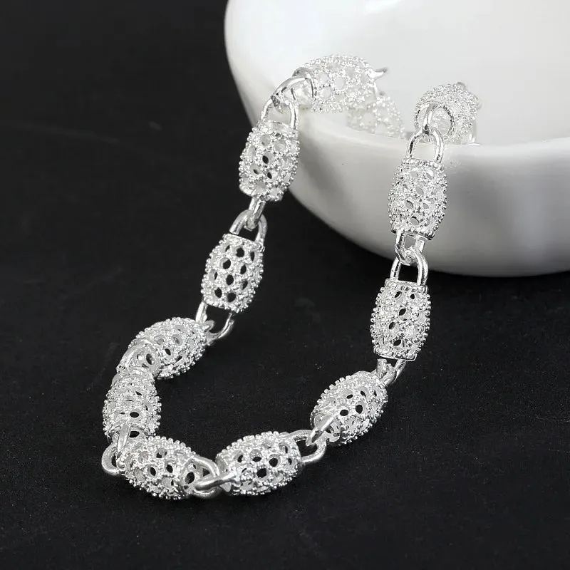 Sterling Silver Beads Charm Bracelets For Women Luxury Hollow Adjustable Lucky Ball Bracelet Wedding Party Fine Jewelry Gift
