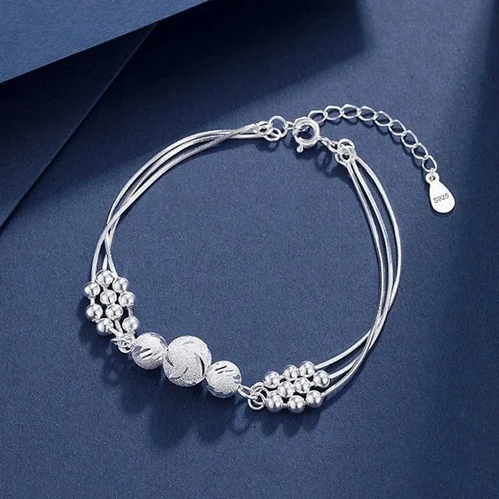 Sterling Silver Beads Charm Bracelets For Women Luxury Hollow Adjustable Lucky Ball Bracelet Wedding Party Fine Jewelry Gift