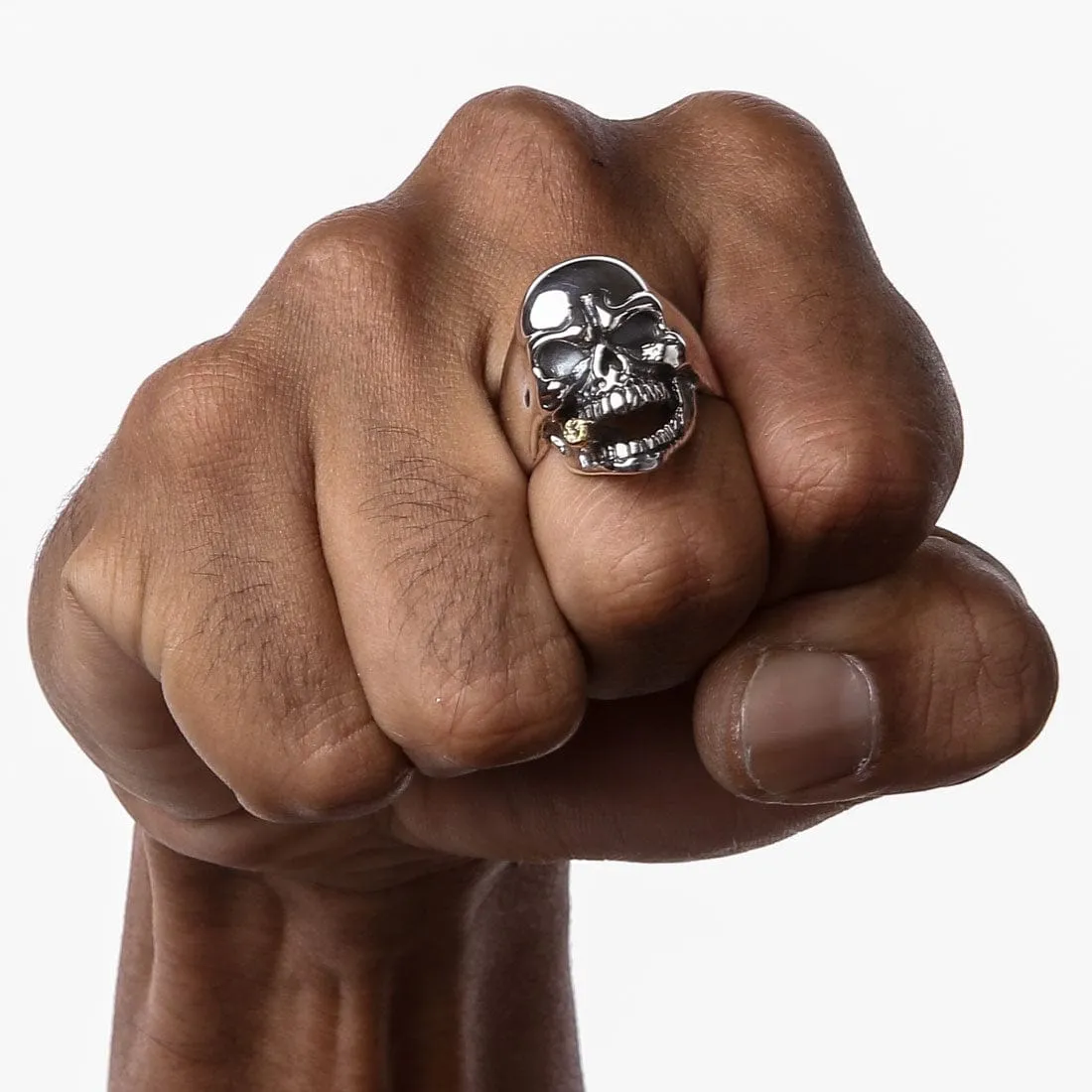 Sterling Silver Cigar Mafia Skull Biker Ring