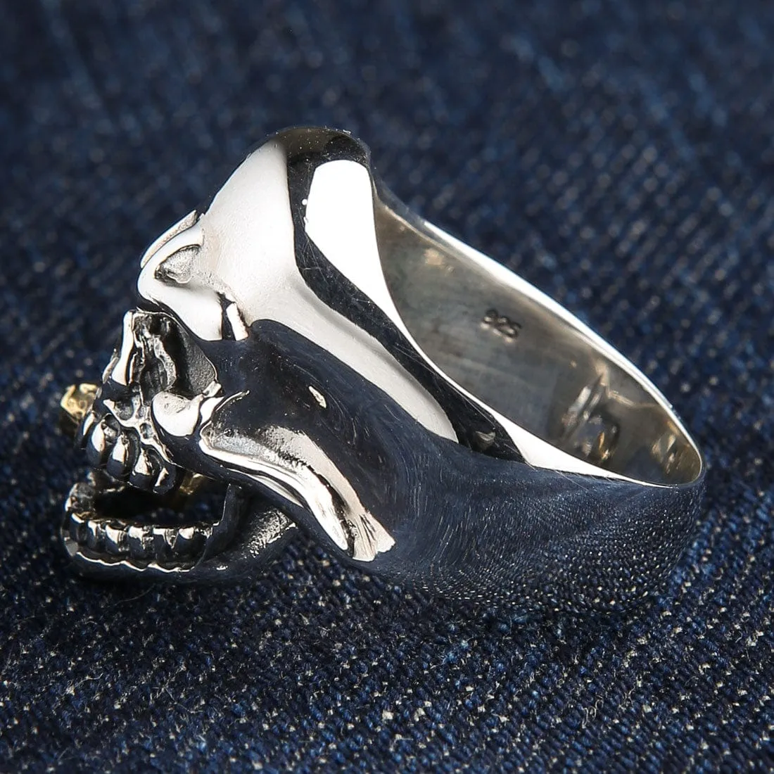 Sterling Silver Cigar Mafia Skull Biker Ring