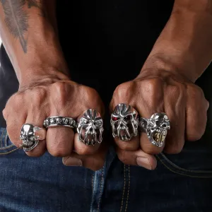 Sterling Silver Cigar Mafia Skull Biker Ring