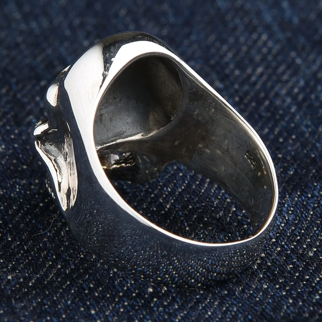Sterling Silver Cigar Mafia Skull Biker Ring