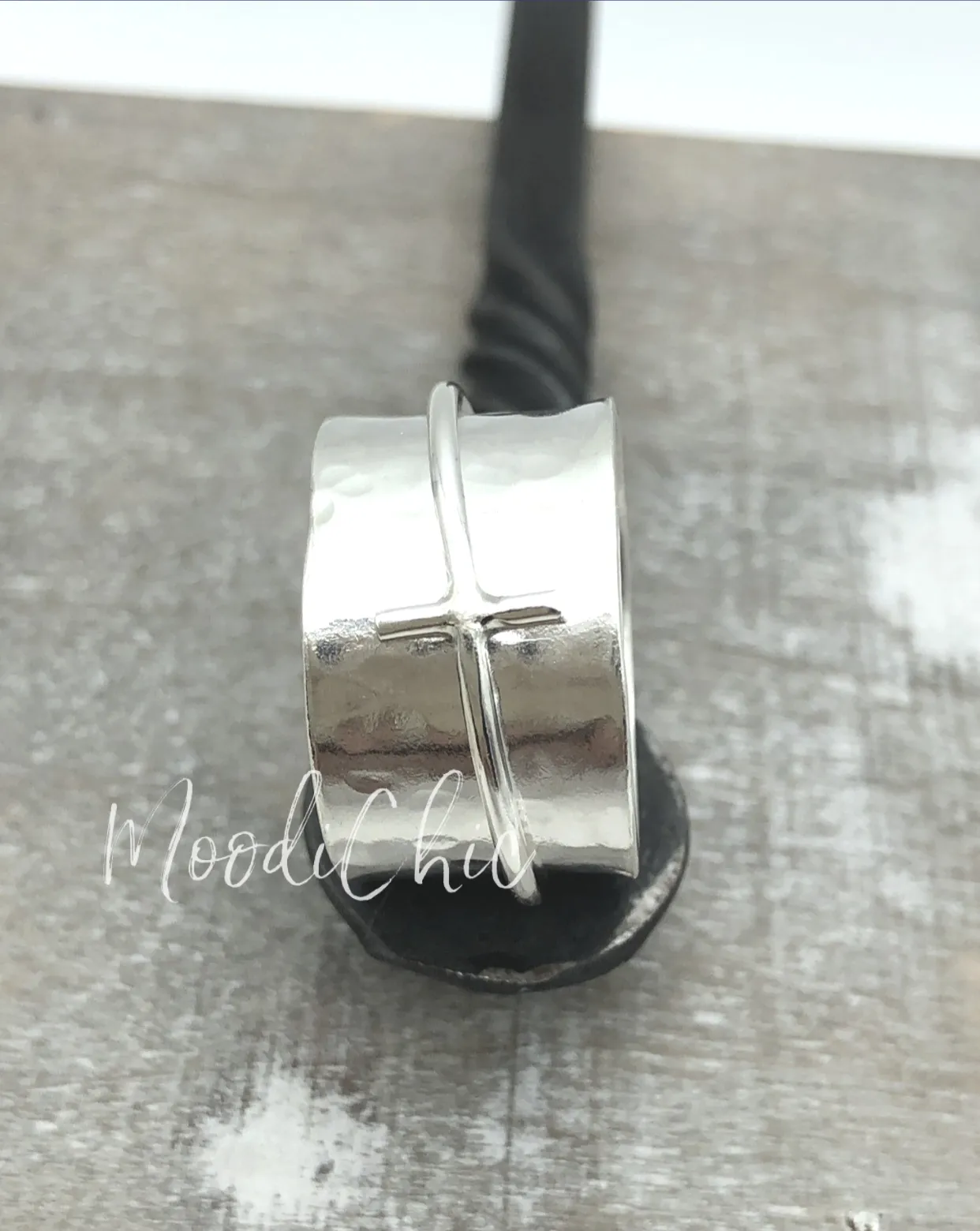 Sterling Silver Cross Spinner Ring