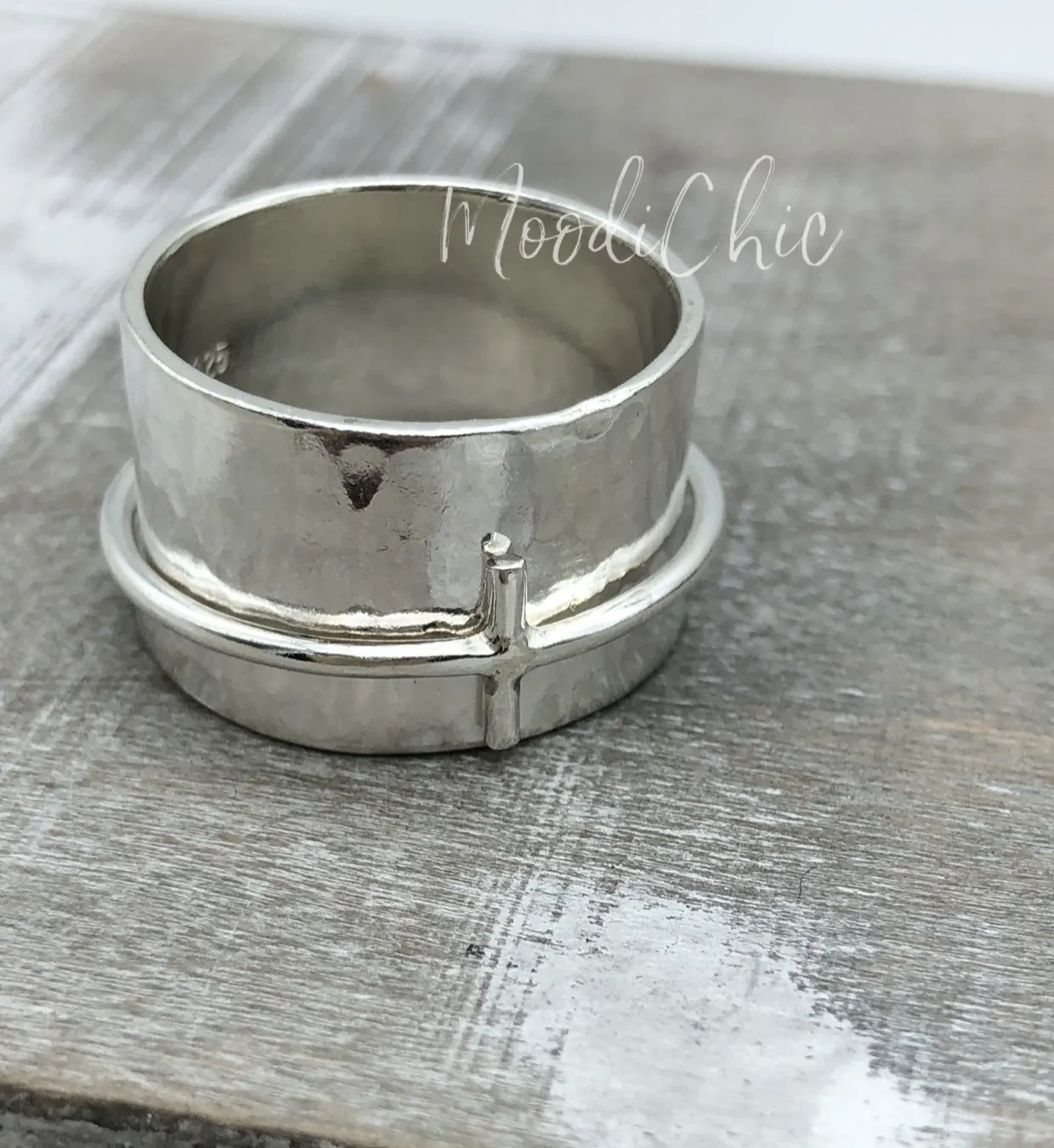 Sterling Silver Cross Spinner Ring