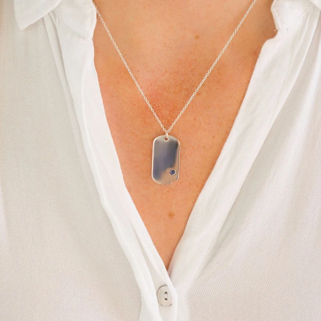 Sterling-Silver Dog Tag with Everence Inlay - Small