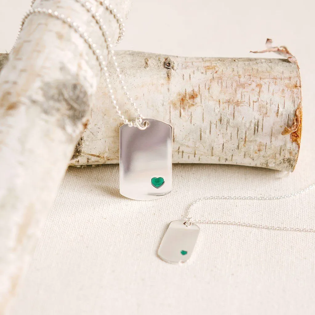 Sterling-Silver Dog Tag with Everence Inlay - Small