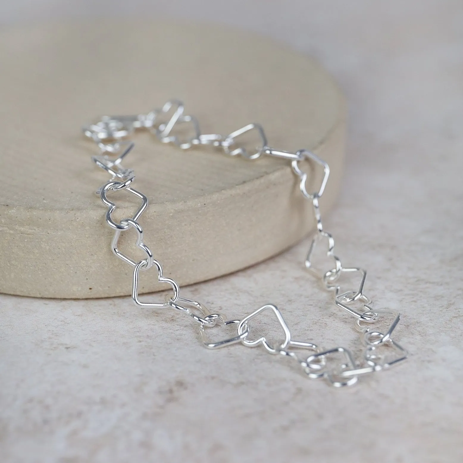 Sterling Silver Geo Heart Chain Bracelet
