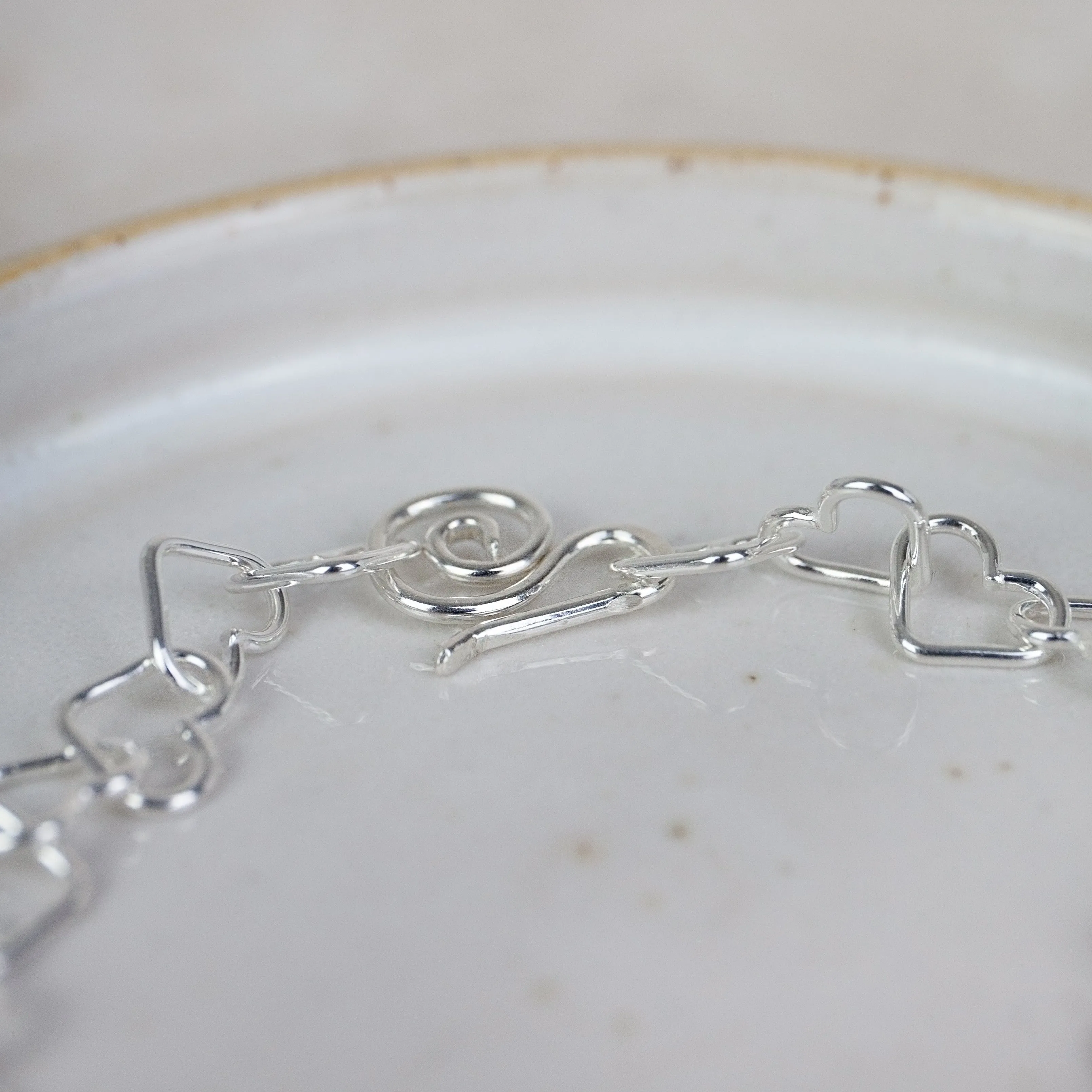 Sterling Silver Geo Heart Chain Bracelet