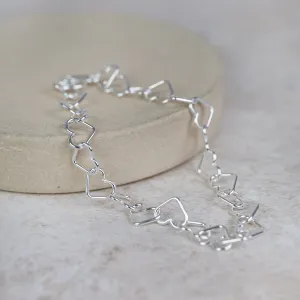 Sterling Silver Geo Heart Chain Bracelet