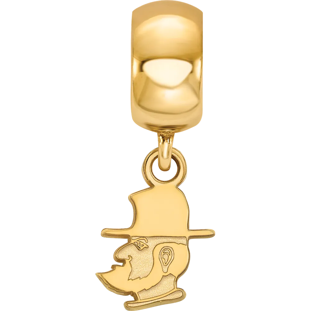 Sterling Silver Gold-plated LogoArt Appalachian State University Mountaineer Extra Small Dangle Bead Charm