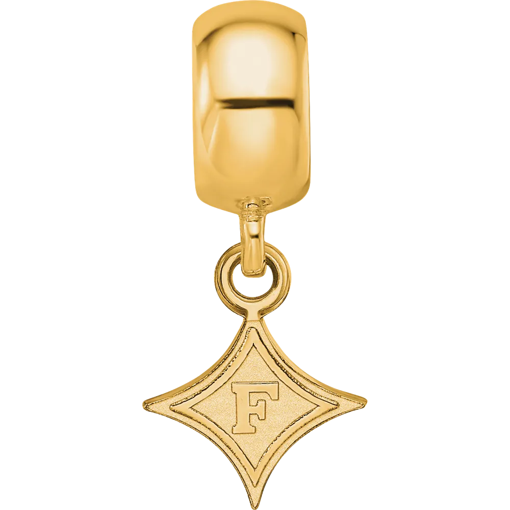 Sterling Silver Gold-plated LogoArt Furman University Extra Small Dangle Bead Charm