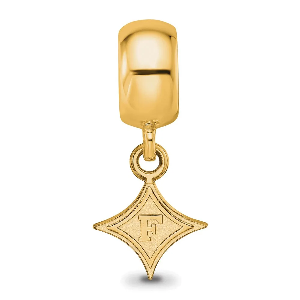 Sterling Silver Gold-plated LogoArt Furman University Extra Small Dangle Bead Charm