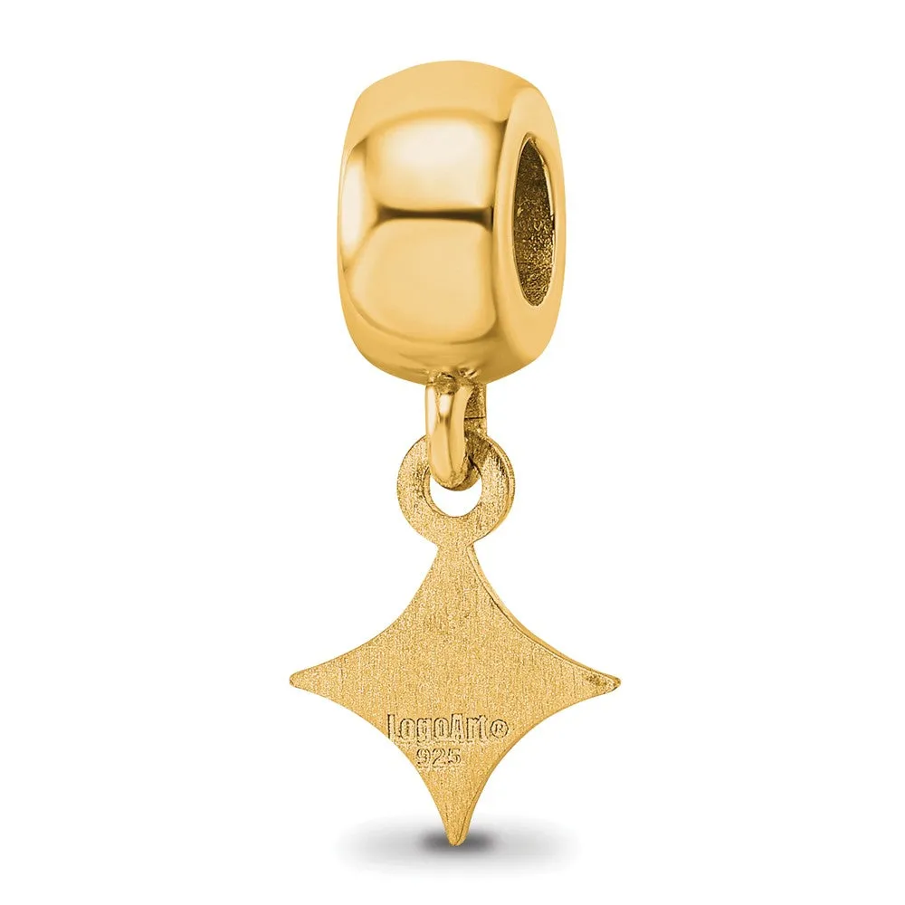 Sterling Silver Gold-plated LogoArt Furman University Extra Small Dangle Bead Charm