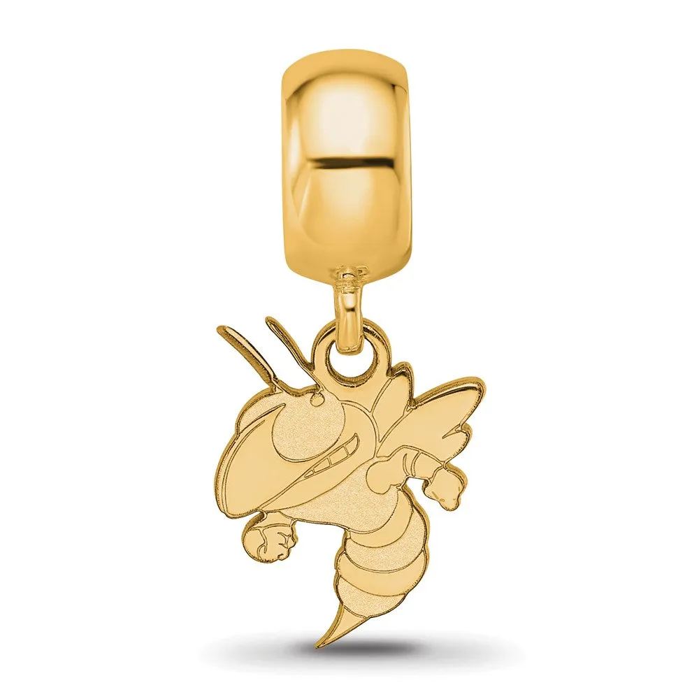 Sterling Silver Gold-plated LogoArt Georgia Institute of Technology Yellow Jacket Small Dangle Bead Charm
