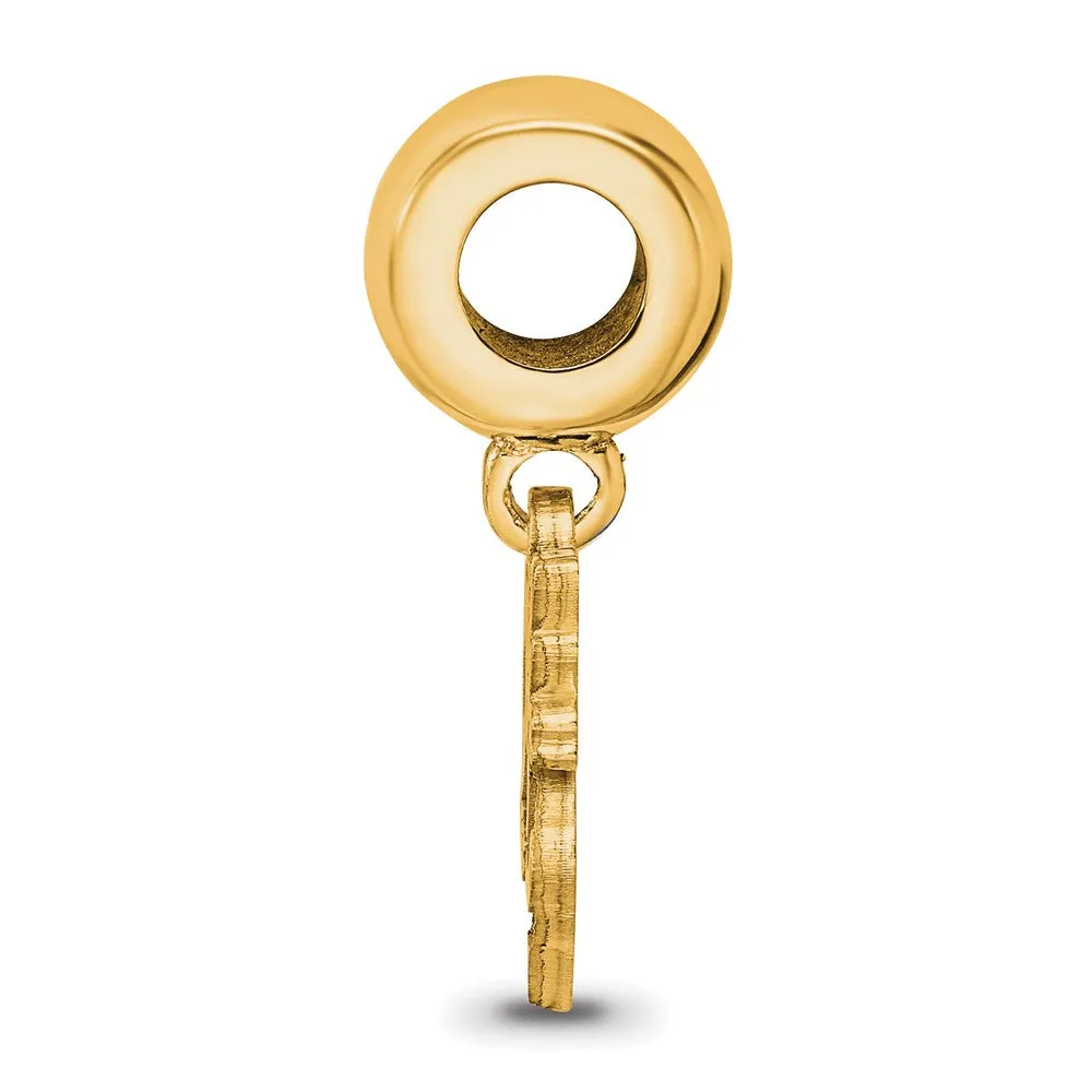 Sterling Silver Gold-plated LogoArt Georgia Institute of Technology Yellow Jacket Small Dangle Bead Charm