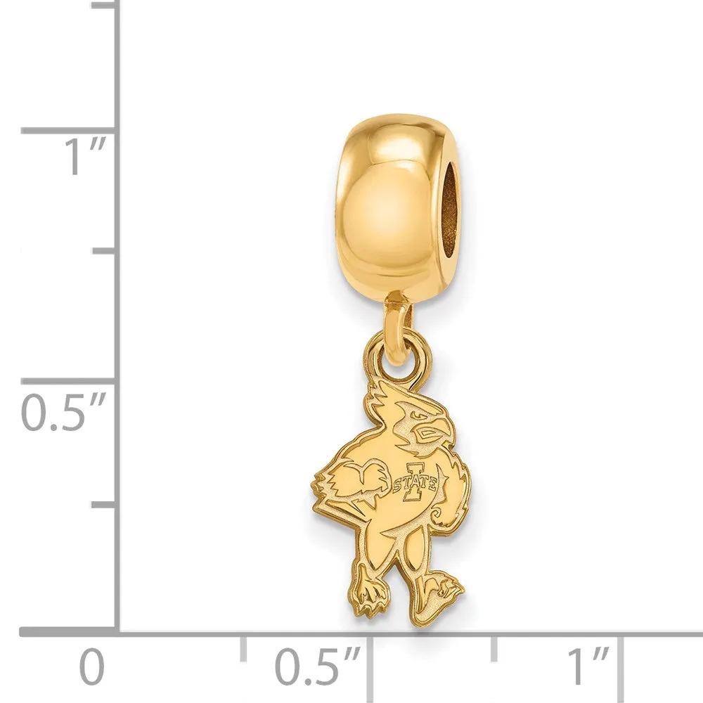 Sterling Silver Gold-plated LogoArt Iowa State University Cardinal Small Dangle Bead Charm